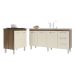 Balcão Cozinha Gabinete Para Pia 138 cm Carine e Balcão Fran Para Cooktop 5 Bocas Savana Off White 