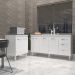 Balcão Cozinha Gabinete Para Pia 138 cm Carine e Balcão Jane Para Microondas ou Forno Elétrico Branco 