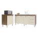 Balcão Cozinha Gabinete Para Pia 138 cm Carine e Balcão Jane Para Microondas ou Forno Elétrico Savana Off White 