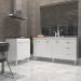 Balcão Cozinha Gabinete Para Pia 138 cm Carine e Balcão Para Cooktop 4 Bocas Fran Branco 
