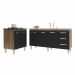 Balcão Cozinha Gabinete Para Pia 138 cm Carine e Balcão Para Cooktop 4 Bocas Fran Savana Preto 