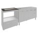Balcão Cozinha Gabinete de Pia 140 cm Camila e Balcão Evelyn Para Fogão Cooktop 4 Bocas e Forno Elétrico Branco 
