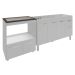Balcão Cozinha Gabinete de Pia 140 cm Camila e Balcão Evelyn Para Fogão Cooktop 5 Bocas e Forno Elétrico Branco 