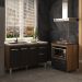 Balcão Cozinha Gabinete de Pia 140 cm Camila e Balcão Evelyn Para Fogão Cooktop 5 Bocas e Forno Elétrico Savana Preto 