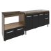Balcão Cozinha Gabinete de Pia 140 cm Camila e Balcão Evelyn Para Fogão Cooktop 5 Bocas e Forno Elétrico Savana Preto 