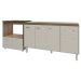 Balcão Cozinha Gabinete de Pia 140cm Camila e Balcão Evelyn Para Fogão Cooktop 4 Bocas e Forno Elétrico Savana Off White 