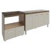 Balcão Cozinha Gabinete de Pia 140cm Camila e Balcão Evelyn Para Fogão Cooktop 4 Bocas e Forno Elétrico Savana Off White 