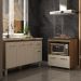 Balcão Cozinha Gabinete de Pia 140cm Camila e Balcão Evelyn Para Fogão Cooktop 5 Bocas e Forno Elétrico Savana Off White 
