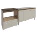 Balcão Cozinha Gabinete de Pia 140cm Camila e Balcão Evelyn Para Fogão Cooktop 5 Bocas e Forno Elétrico Savana Off White 