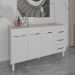 Balcão Gabinete Armário Cozinha Carine Branco com Tampo Tampão 140 cm Mobília Decor Branco 