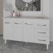 Balcão Gabinete Armário Cozinha Carine Branco com Tampo Tampão 140 cm Mobília Decor Branco 