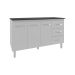 Balcão Gabinete Armário Cozinha Carine Branco com Tampo Tampão 140 cm Mobília Decor Preto 