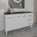 Balcão Gabinete Armário Cozinha Carine Branco com Tampo Tampão 140 cm Mobília Decor Preto 