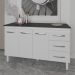 Balcão Gabinete Armário Cozinha Carine Branco com Tampo Tampão 140 cm Mobília Decor Preto 