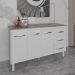 Balcão Gabinete Armário Cozinha Carine Branco com Tampo Tampão 140 cm Mobília Decor Savana 
