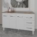 Balcão Gabinete Armário Cozinha Carine Branco com Tampo Tampão 140 cm Mobília Decor Savana 
