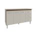 Balcão Gabinete Armário Cozinha Carine Savana Off White com Tampo Tampão 140 cm Mobília Decor Savana 