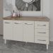 Balcão Gabinete Armário Cozinha Carine Savana Off White com Tampo Tampão 140 cm Mobília Decor Savana 