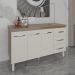 Balcão Gabinete Armário Cozinha Carine Savana Off White com Tampo Tampão 140 cm Mobília Decor Savana 