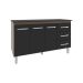 Balcão Gabinete Armário Cozinha Carine Savana Preto com Tampo Tampão 140 cm Mobília Decor Preto 