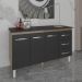 Balcão Gabinete Armário Cozinha Carine Savana Preto com Tampo Tampão 140 cm Mobília Decor Preto 