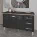 Balcão Gabinete Armário Cozinha Carine Savana Preto com Tampo Tampão 140 cm Mobília Decor Preto 