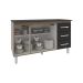Balcão Gabinete Armário Cozinha Carine Savana Preto com Tampo Tampão 140 cm Mobília Decor Preto 