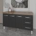 Balcão Gabinete Armário Cozinha Carine Savana Preto com Tampo Tampão 140 cm Mobília Decor Savana 