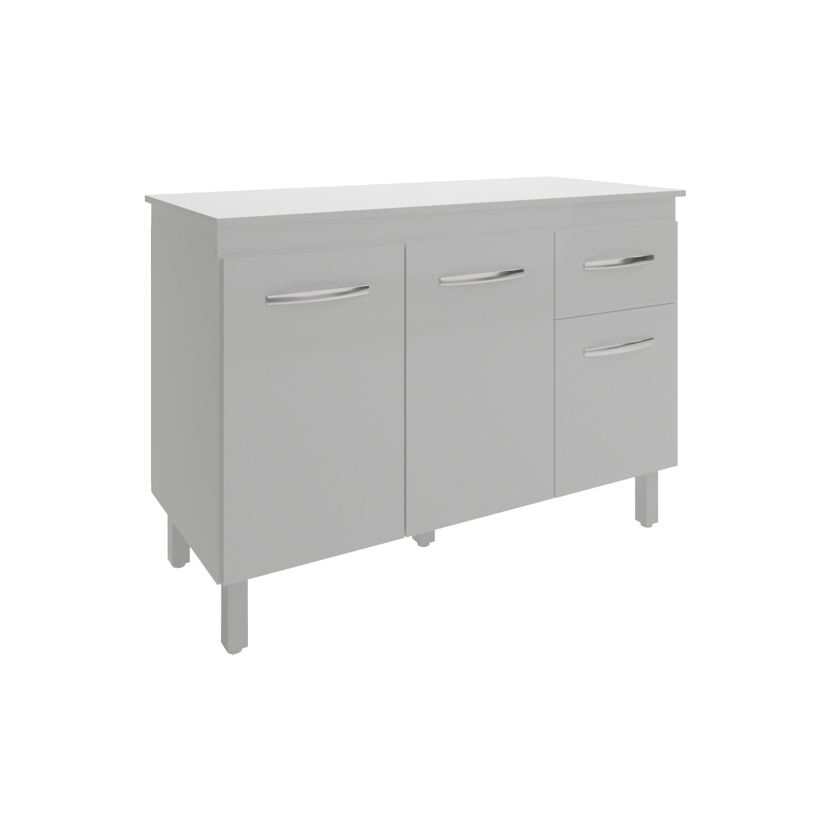 Balcão Gabinete Para Pia 118 cm Cozinha Aline Branco com Tampo Tampão 120 cm Branco 