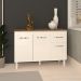 Balcão Gabinete Para Pia 118 cm Cozinha Aline Branco com Tampo Tampão 120 cm Savana 