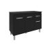 Balcão Gabinete Para Pia 118 cm Cozinha Aline Preto com Tampo Tampão 120 cm Preto 