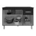 Balcão Gabinete Para Pia 118 cm Cozinha Aline Preto com Tampo Tampão 120 cm Preto 