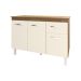 Balcão Gabinete Para Pia 118 cm Cozinha Aline Savana Off White com Tampo Tampão 120 cm Savana 