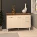 Balcão Gabinete Para Pia 118 cm Cozinha Aline Savana Off White com Tampo Tampão 120 cm Savana 