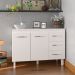 Balcão Gabinete Para Pia 118 cm Cozinha Bruna Branco com Tampo Tampão 120 cm Branco 
