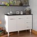 Balcão Gabinete Para Pia 118 cm Cozinha Bruna Branco com Tampo Tampão 120 cm Preto 