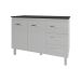 Balcão Gabinete Para Pia 118 cm Cozinha Bruna Branco com Tampo Tampão 120 cm Preto 