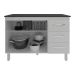 Balcão Gabinete Para Pia 118 cm Cozinha Bruna Branco com Tampo Tampão 120 cm Preto 