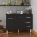 Balcão Gabinete Para Pia 118 cm Cozinha Bruna Preto com Tampo Tampão 120 cm Preto 