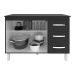 Balcão Gabinete Para Pia 118 cm Cozinha Bruna Preto com Tampo Tampão 120 cm Preto 