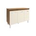 Balcão Gabinete Para Pia 118 cm Cozinha Bruna Savana Off White com Tampo Tampão 120 cm Savana 