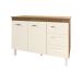 Balcão Gabinete Para Pia 118 cm Cozinha Bruna Savana Off White com Tampo Tampão 120 cm Savana 