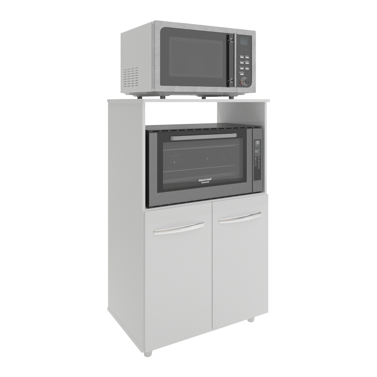 Balcão Multiuso Armário Cozinha para Forno Elétrico e Microondas Organizador com 2 portas Tayla Branco 