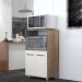 Balcão Multiuso Armário Cozinha para Forno Elétrico e Microondas Organizador com 2 portas Tayla Savana Off White 