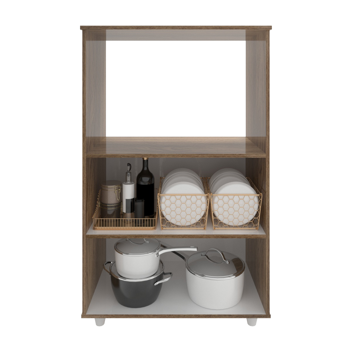 Balcão Multiuso Armário Cozinha para Forno Elétrico e Microondas Organizador com 2 portas Tayla Savana Off White 