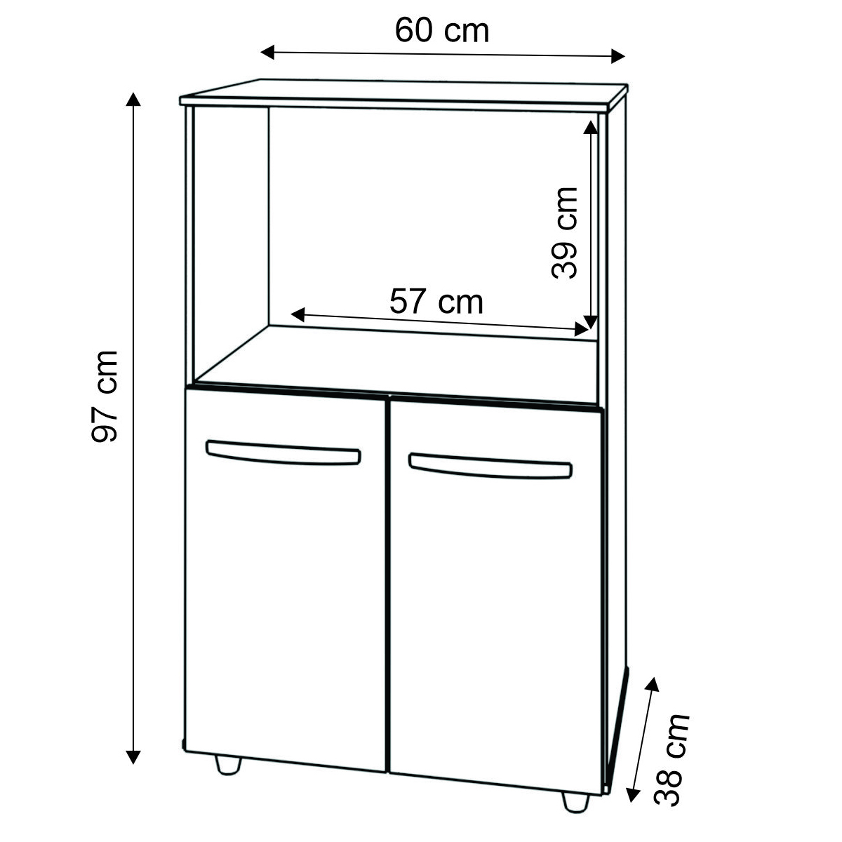 Balcão Multiuso Armário Cozinha para Forno Elétrico e Microondas Organizador com 2 portas Tayla Savana Off White 