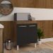 Balcão Multiuso Armário Para Cozinha Microondas Forno Jane Mobília Decor Savana Preto 