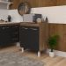 Balcão Multiuso Armário Para Cozinha Microondas Forno Jane Mobília Decor Savana Preto 