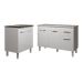 Balcão Para Cooktop 4 Bocas Fran Branco e Armário Aline 118 cm Cozinha Gabinete Branco com Tampo Tampão Branco 