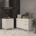Balcão Para Cooktop 4 Bocas Fran Branco e Armário Aline 118 cm Cozinha Gabinete Branco com Tampo Tampão Branco 